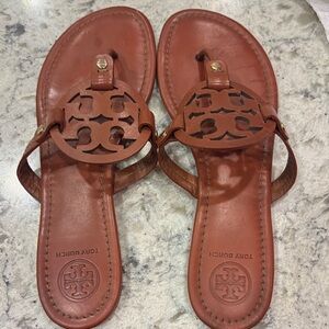 Tory Burch Brown Leather Miller Thong Sandals